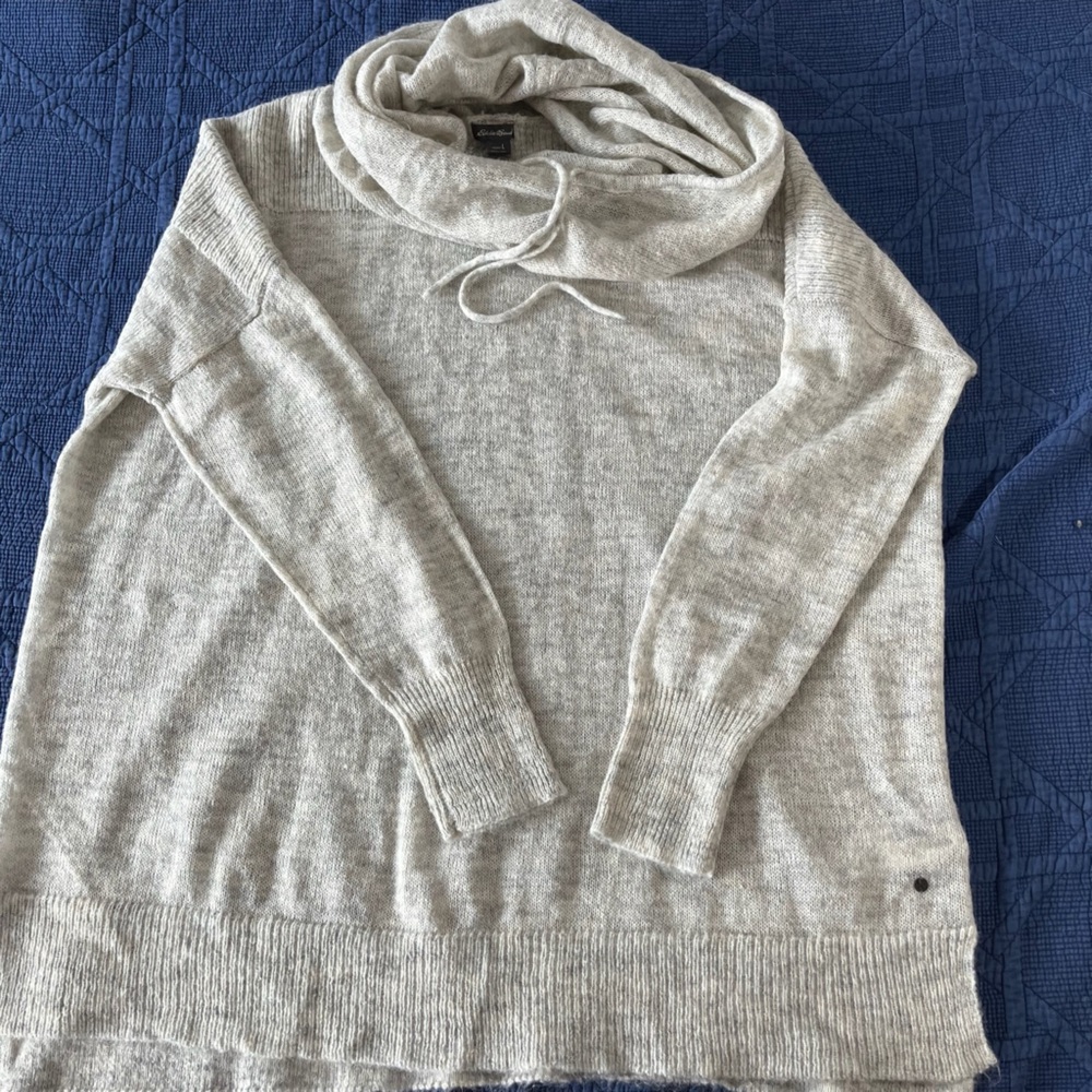 Eddie Bauer Mohair Hooded Cowl Neck Sweater Gray Size Large